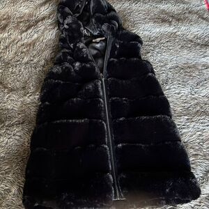 Via Spiga hooded fur long vest
